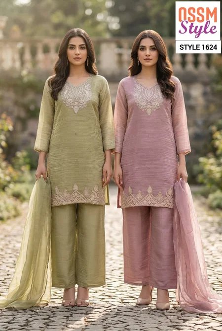 1624 By Ossm Style Salsa Beads Work Kurtis Set Size Combo 